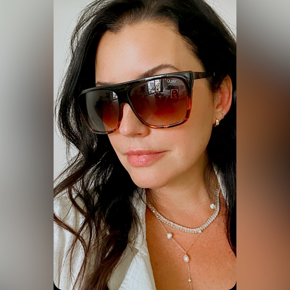 Quay sunglasses brown shield shape